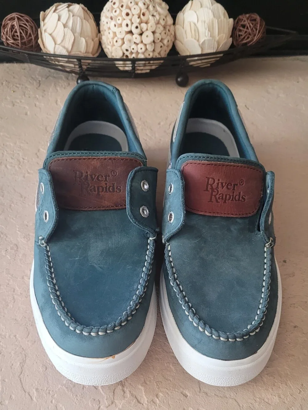 Size 10 River Rapids Top-Sider Casual Blue Leather Boat Shoe Men Loafers